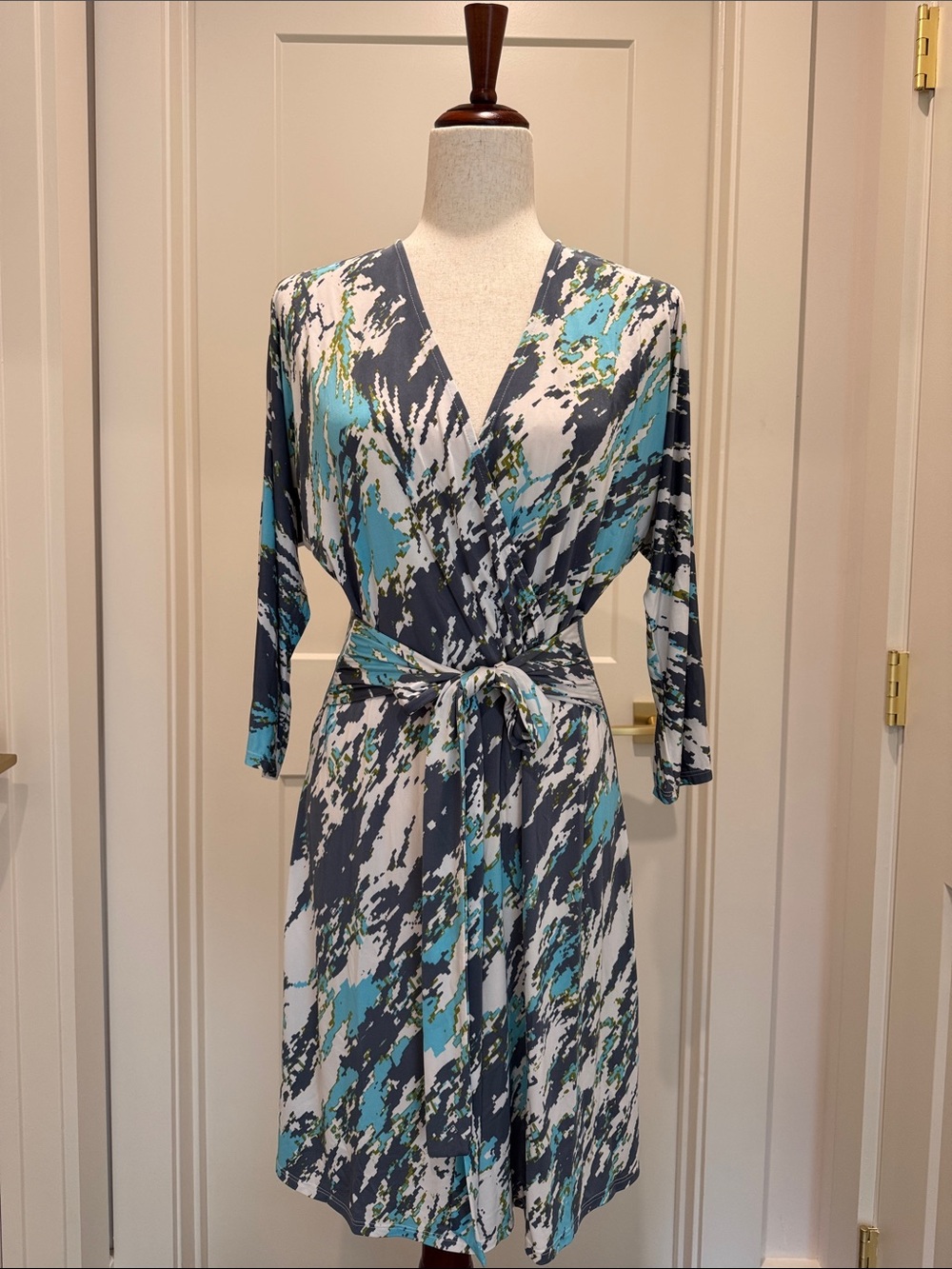 Veronica M Abstract Print Faux Wrap Dress